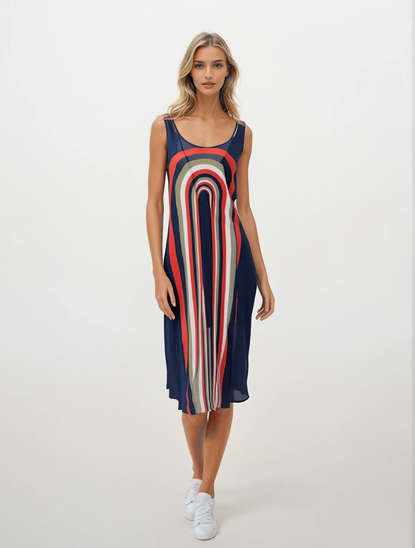 Sleeveless Midi Dress in Arch Blue