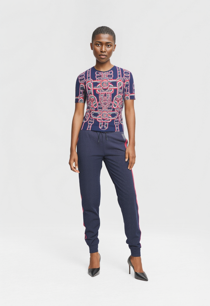 All Over Print T-Shirt in Diagonal Chains Blue