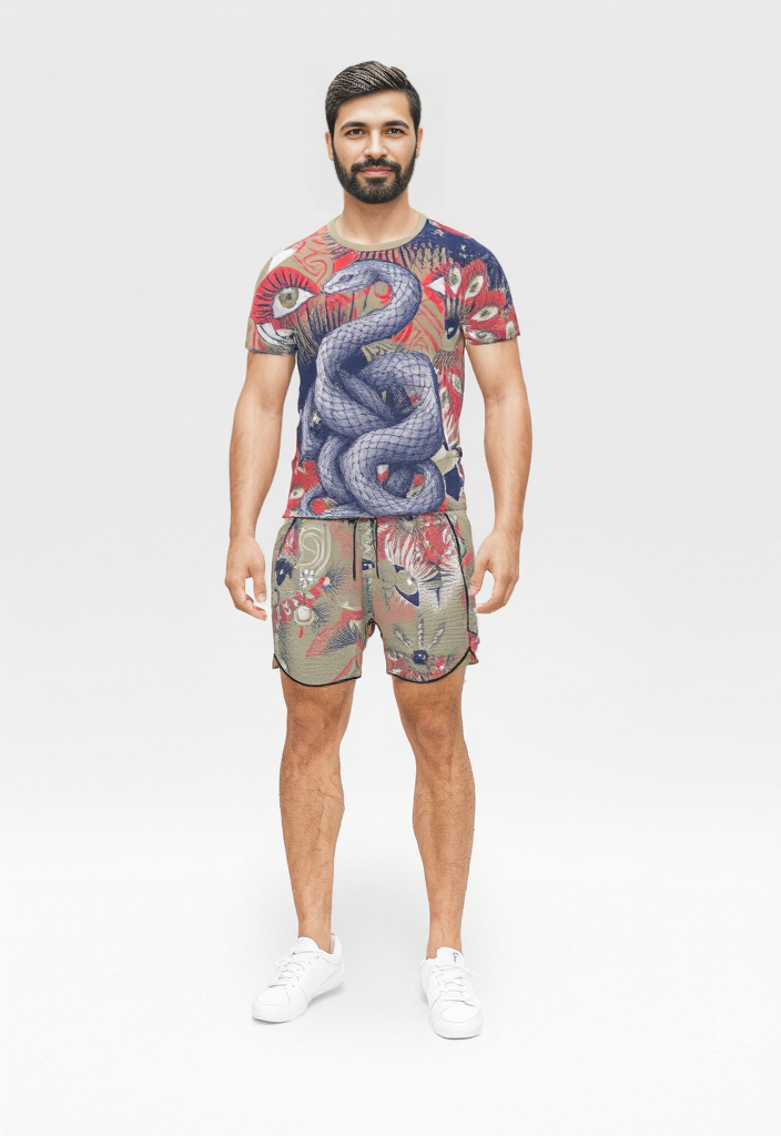 All Over Print T Shirt in Omniscient Blue