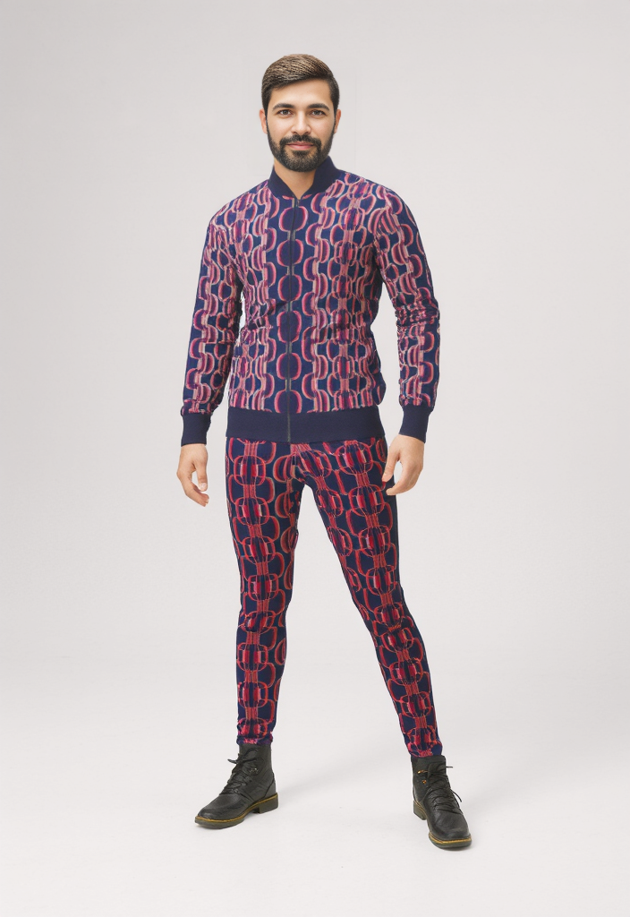 Tracksuit Jacket in Scallops 3d Blue