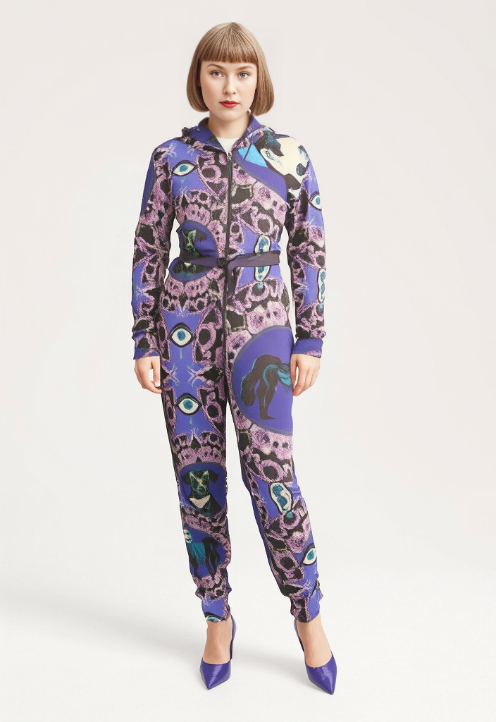 Boiler Suit in creatures violet