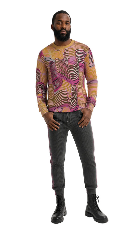 Sweatshirt in Brush Strokes in Gold Dawn