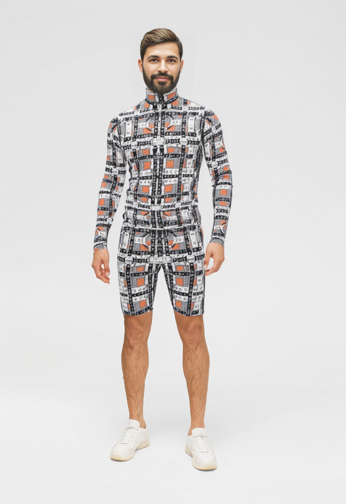 Roll Neck Co-ord Set in Harness Gray Coral - Slim Fit Roll Neck Top in Harness Gray Coral