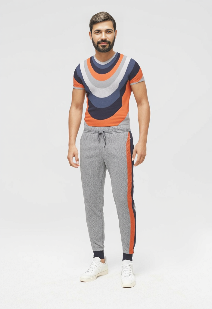 All Over Print T Shirt in Drape Gray Coral