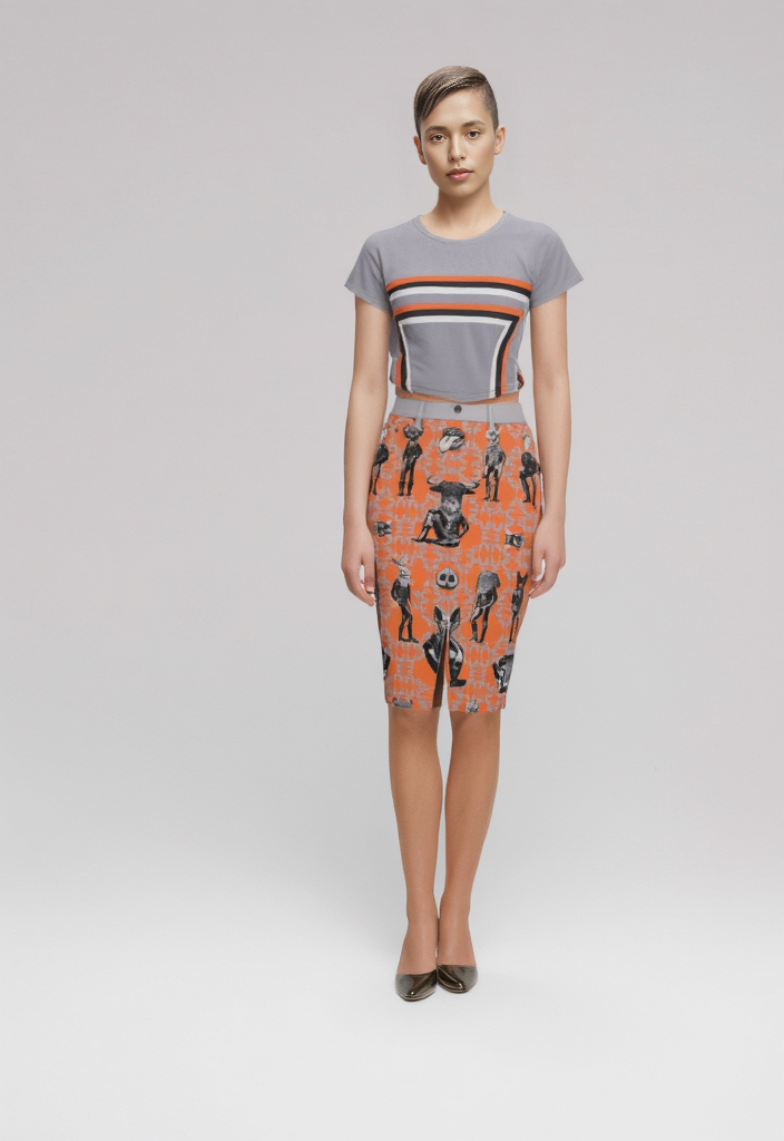 Crop Top in 3D Square Gray Coral