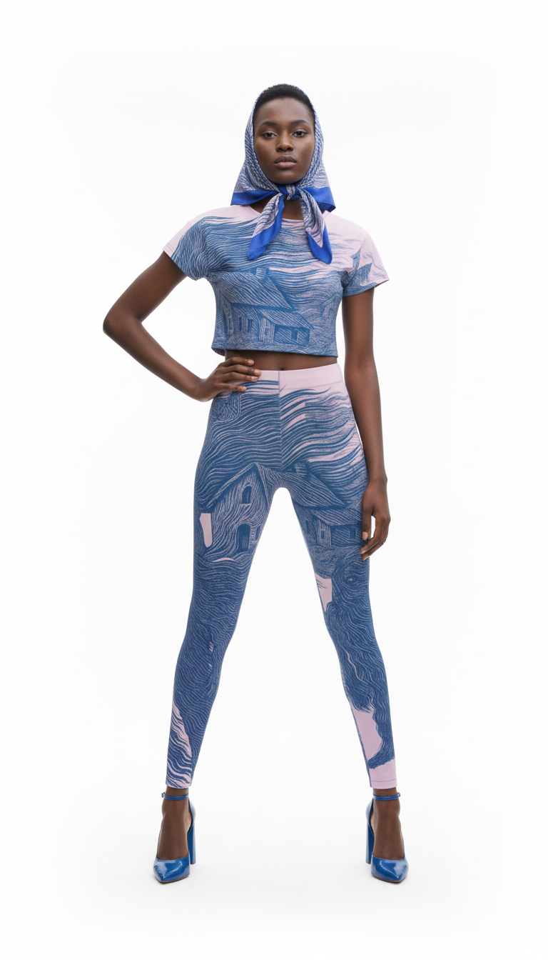 High Waisted Leggings In Tempest Field Night Garden