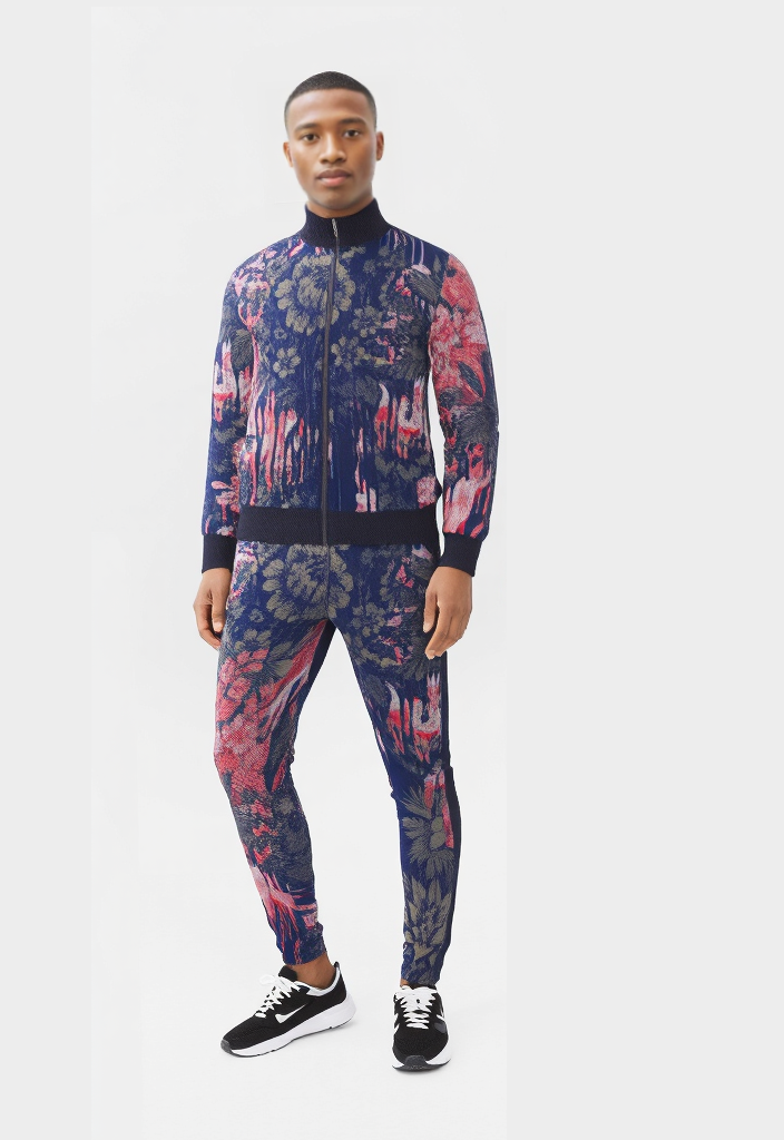 Tracksuit Jacket in dripping flowers blue