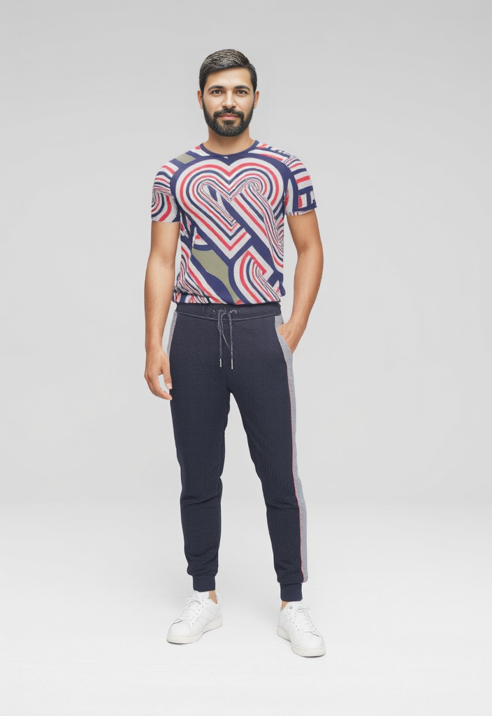 All Over Print T Shirt in Heart Chain Blue