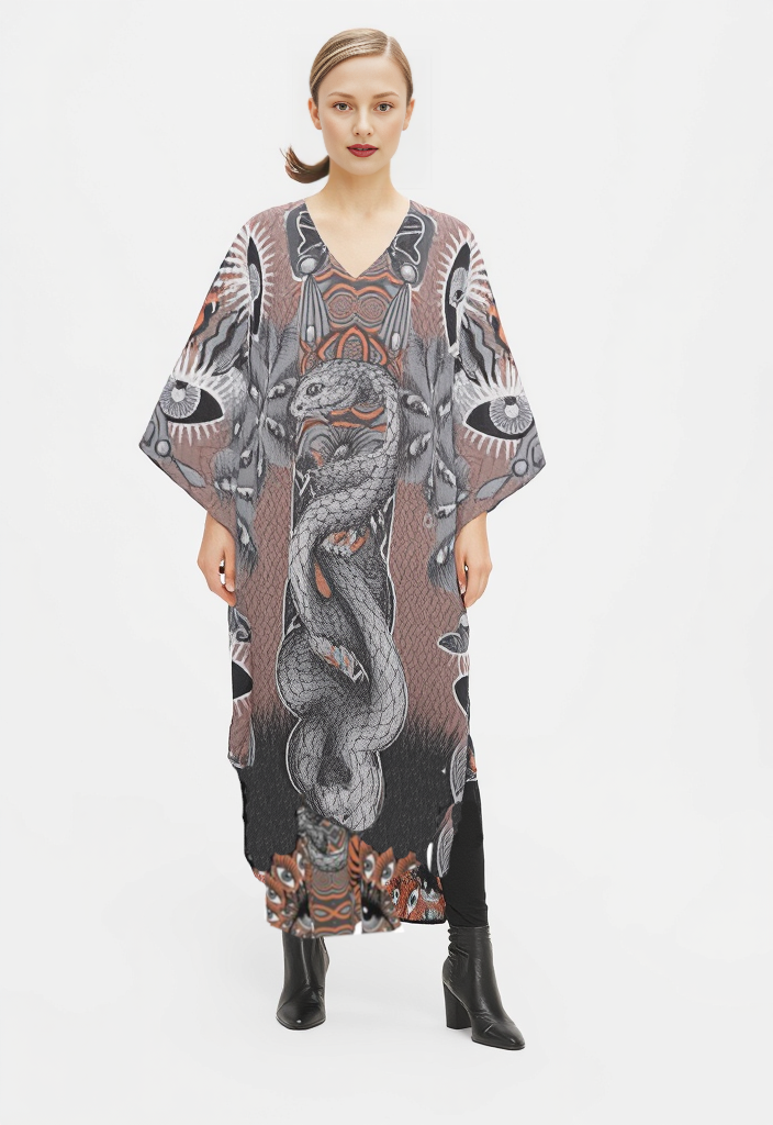 Kaftan in Omniscient Gray Coral