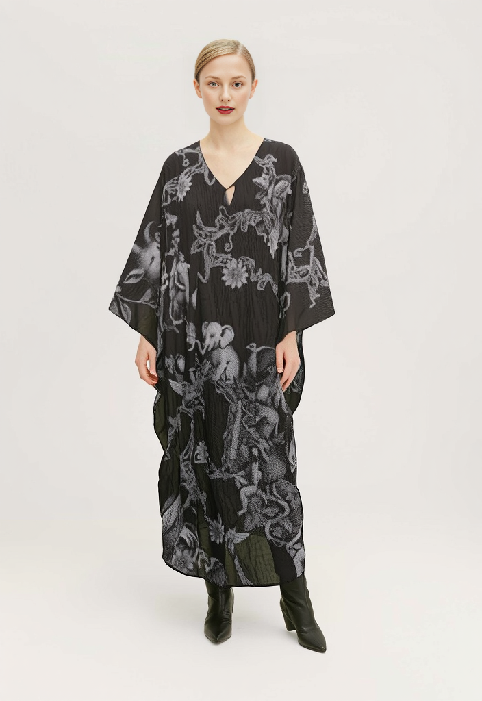 Kaftan in Toile de Bosch  Black & White