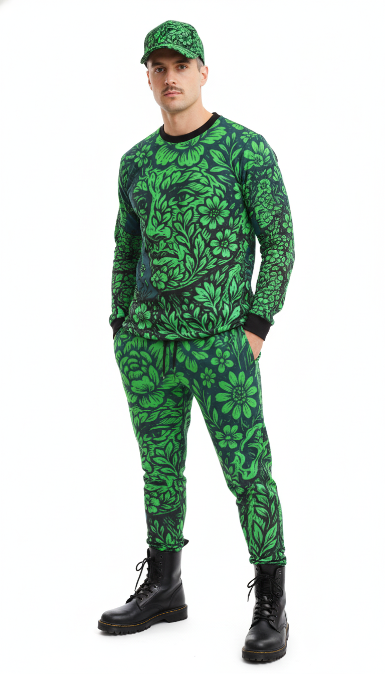 LS T-Shirt in Floral Face  Night Garden