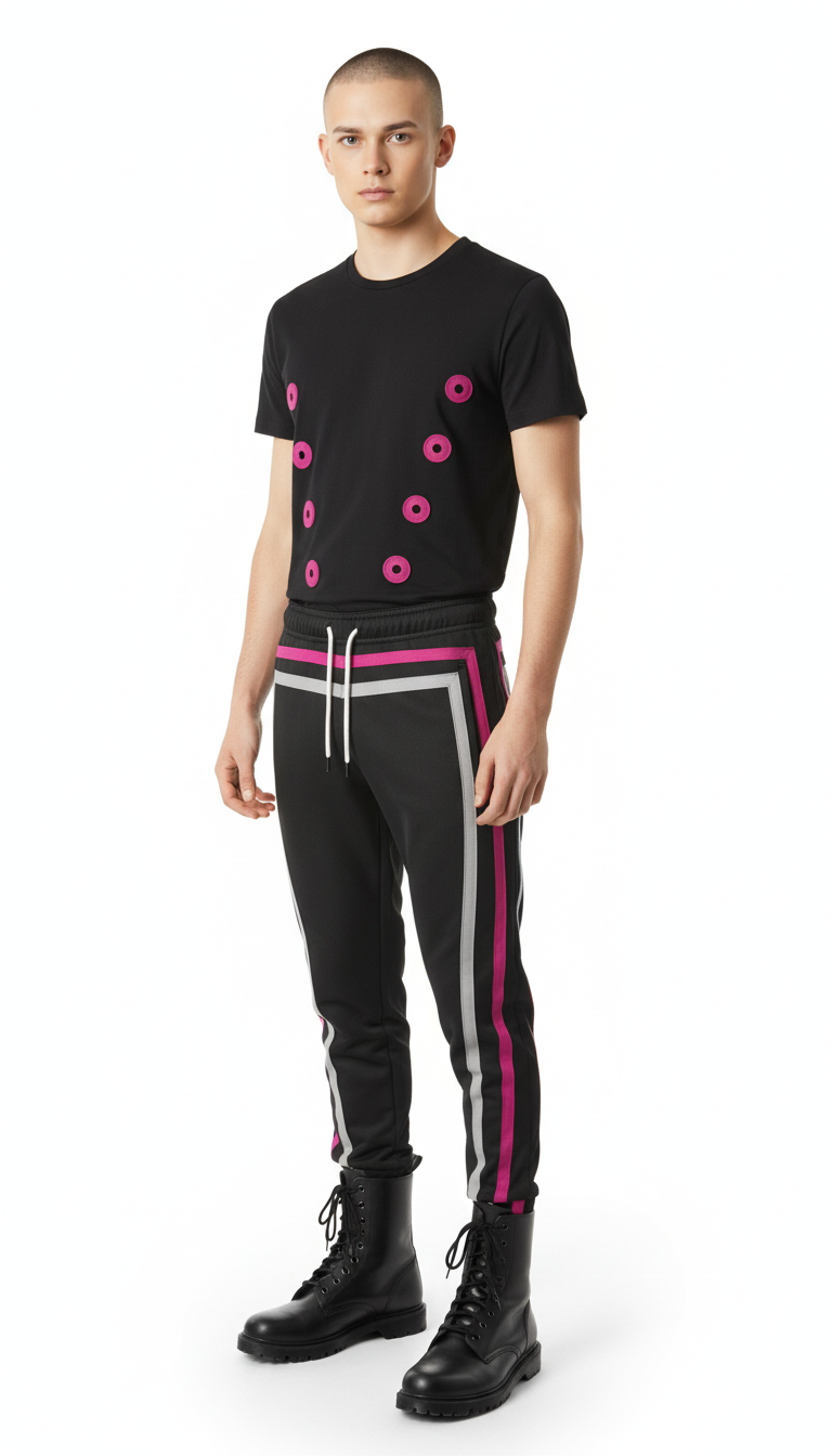 All Over Print T Shirt in Nipples Fuchsia Black