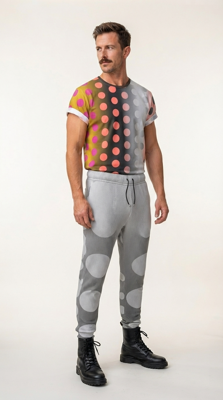 All Over Print T Shirt in Ombre Polka Goden Dawn