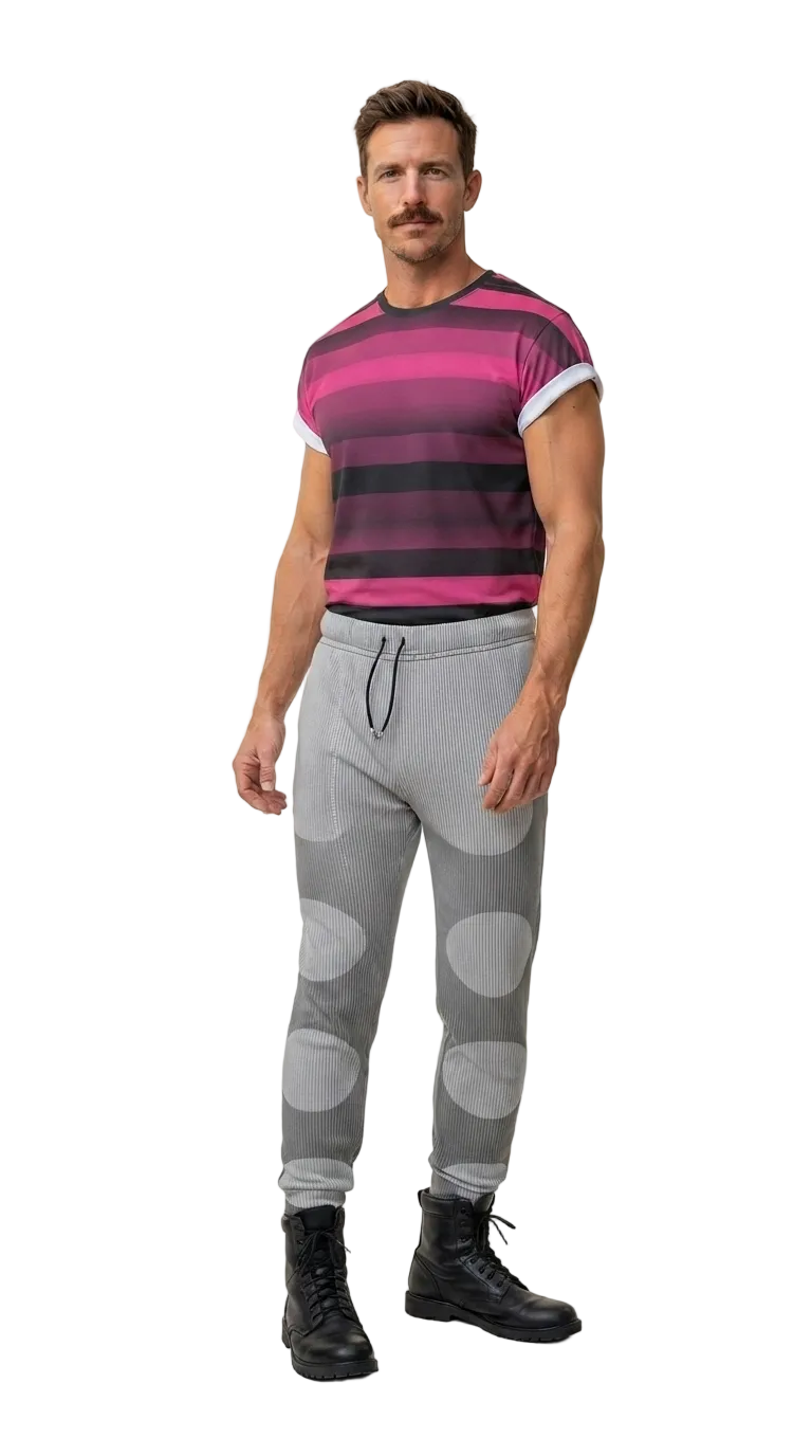 All Over Print T Shirt in Ombre Stripes Carbon Fuchsia