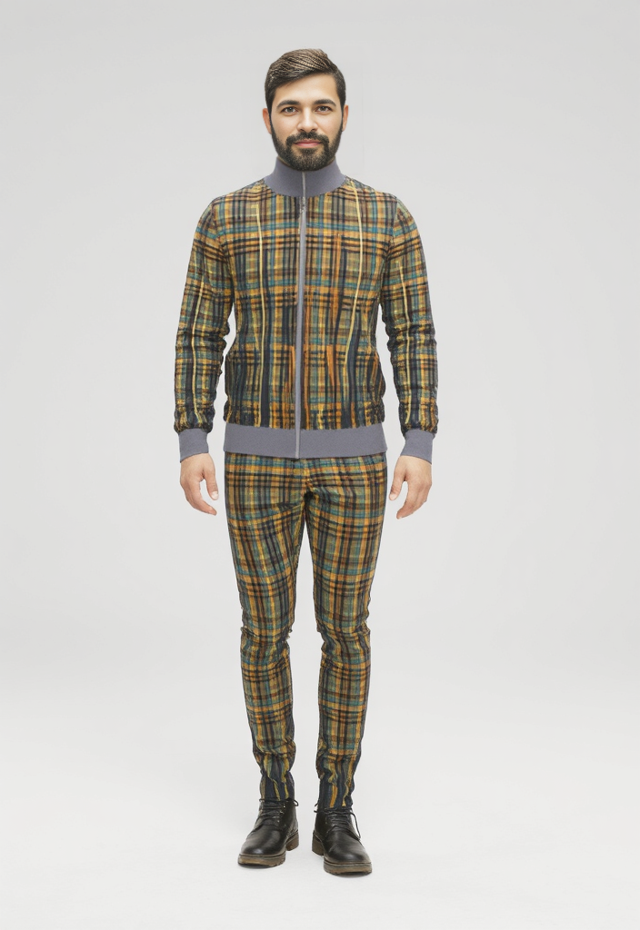 Tracksuit Jacket in Dripping Plaid Orange