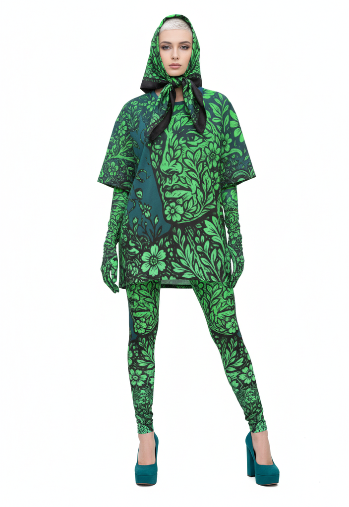Leggings in Floral Face Night Garden