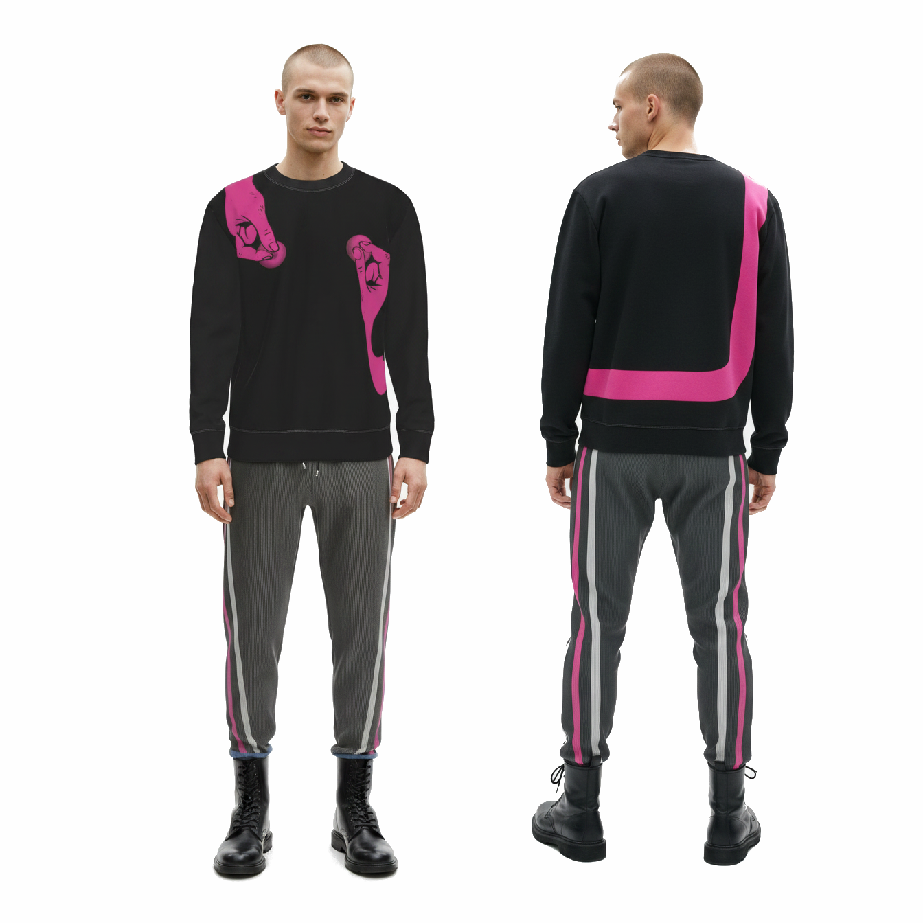 Sweatshirt in Nipple Pinch Fuchsia Carbon