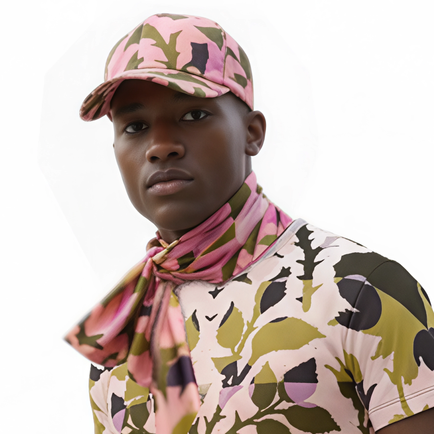 Silk Scarf in Spots Stripes Roses Golden Sunset