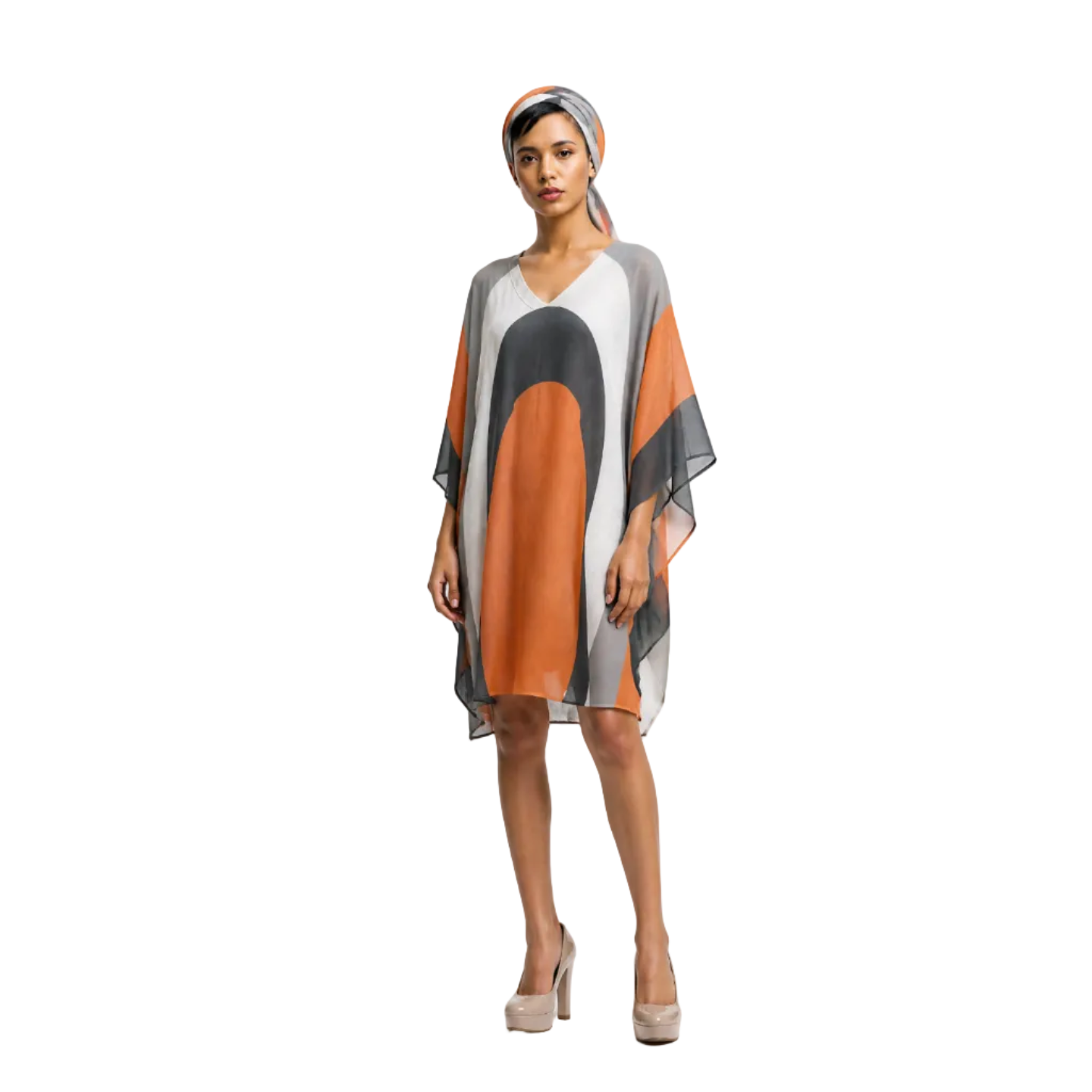 Kaftan in Drape Grey Coral