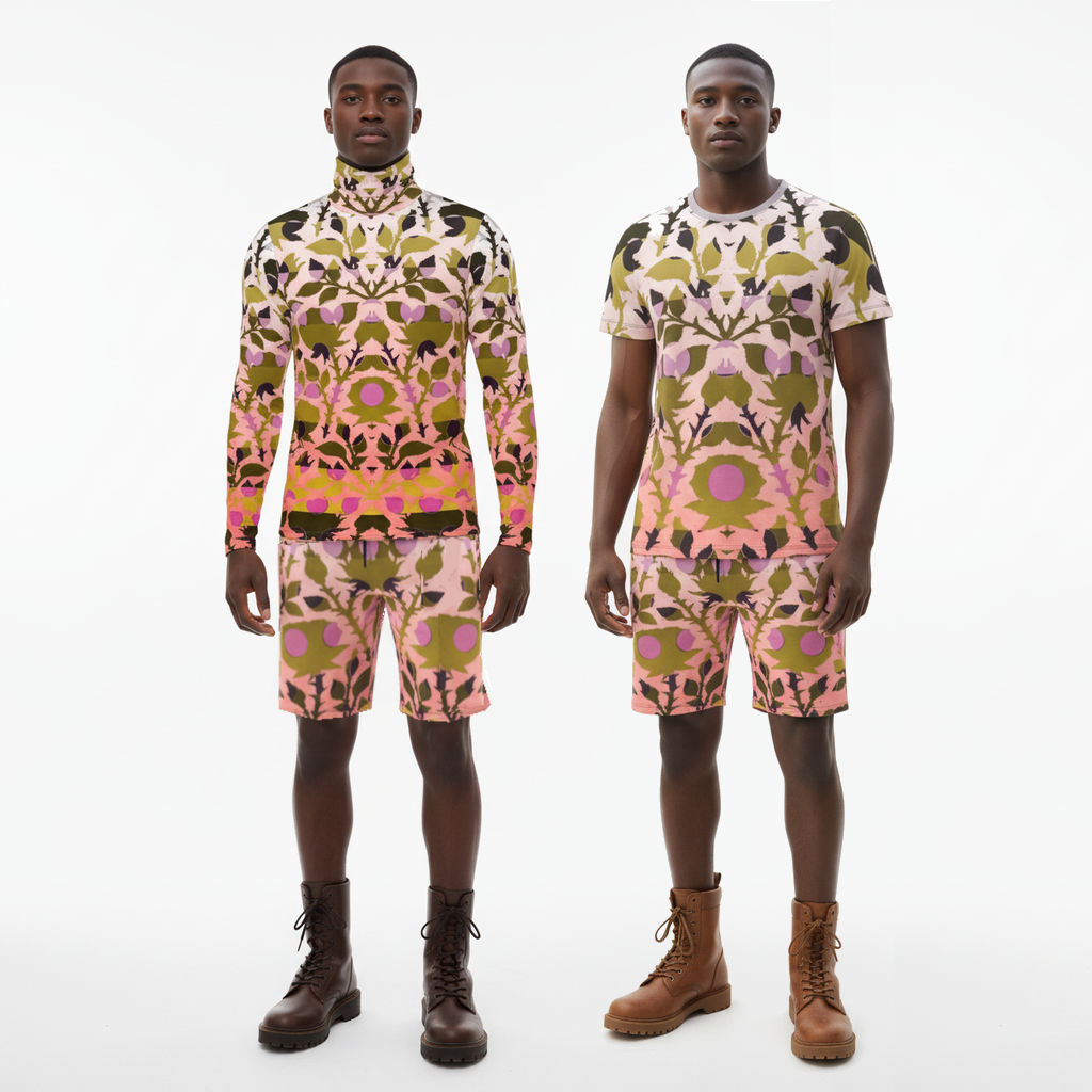 Sweat Shorts in Spots Stripes Roses Golden Sunset