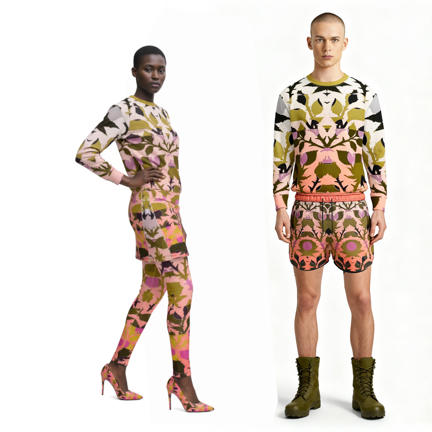 Sweatshirt in Spots Stripes Roses Golden Sunset