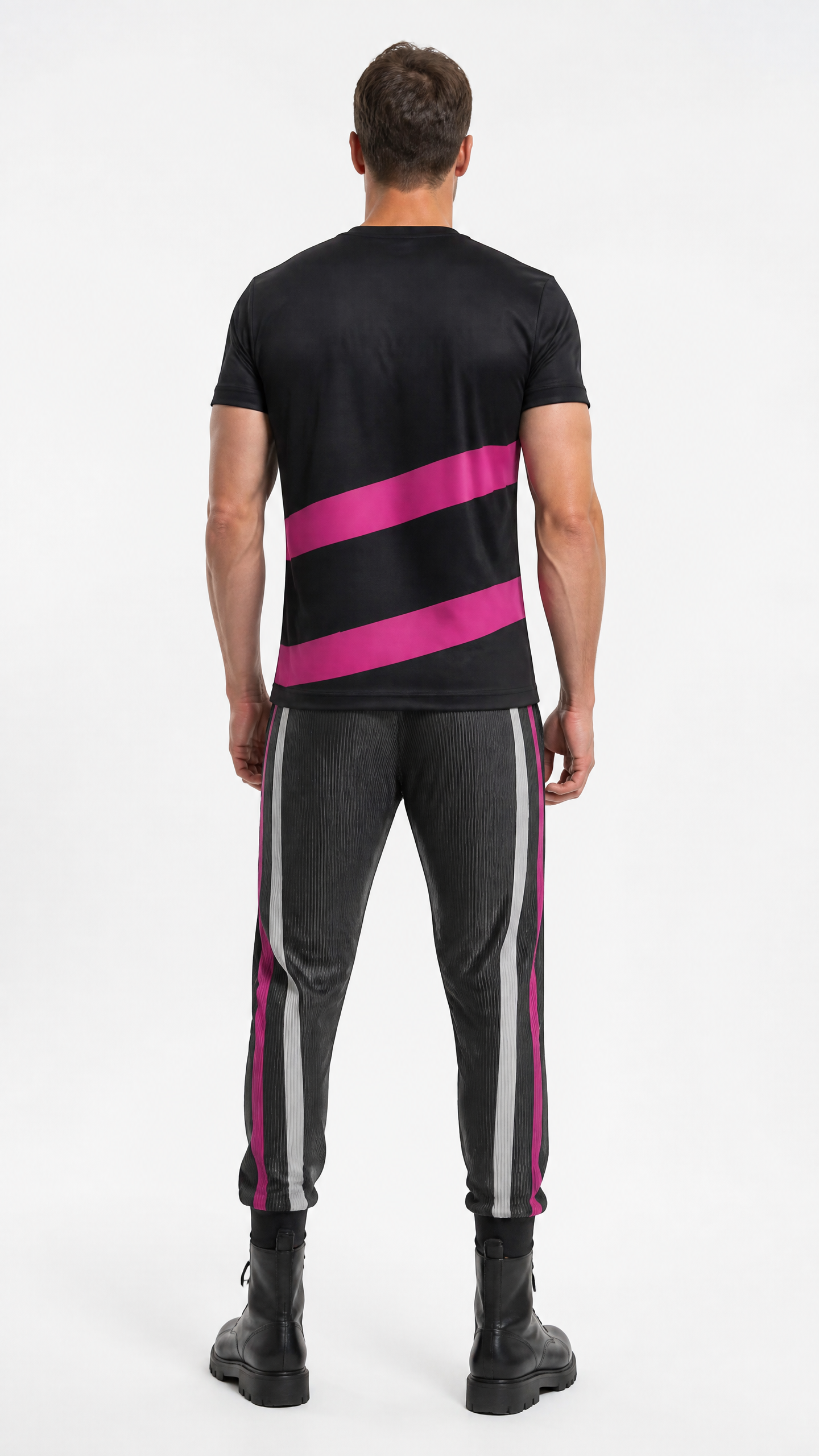 All Over Print T Shirt in  Hug   Fuchsia Black