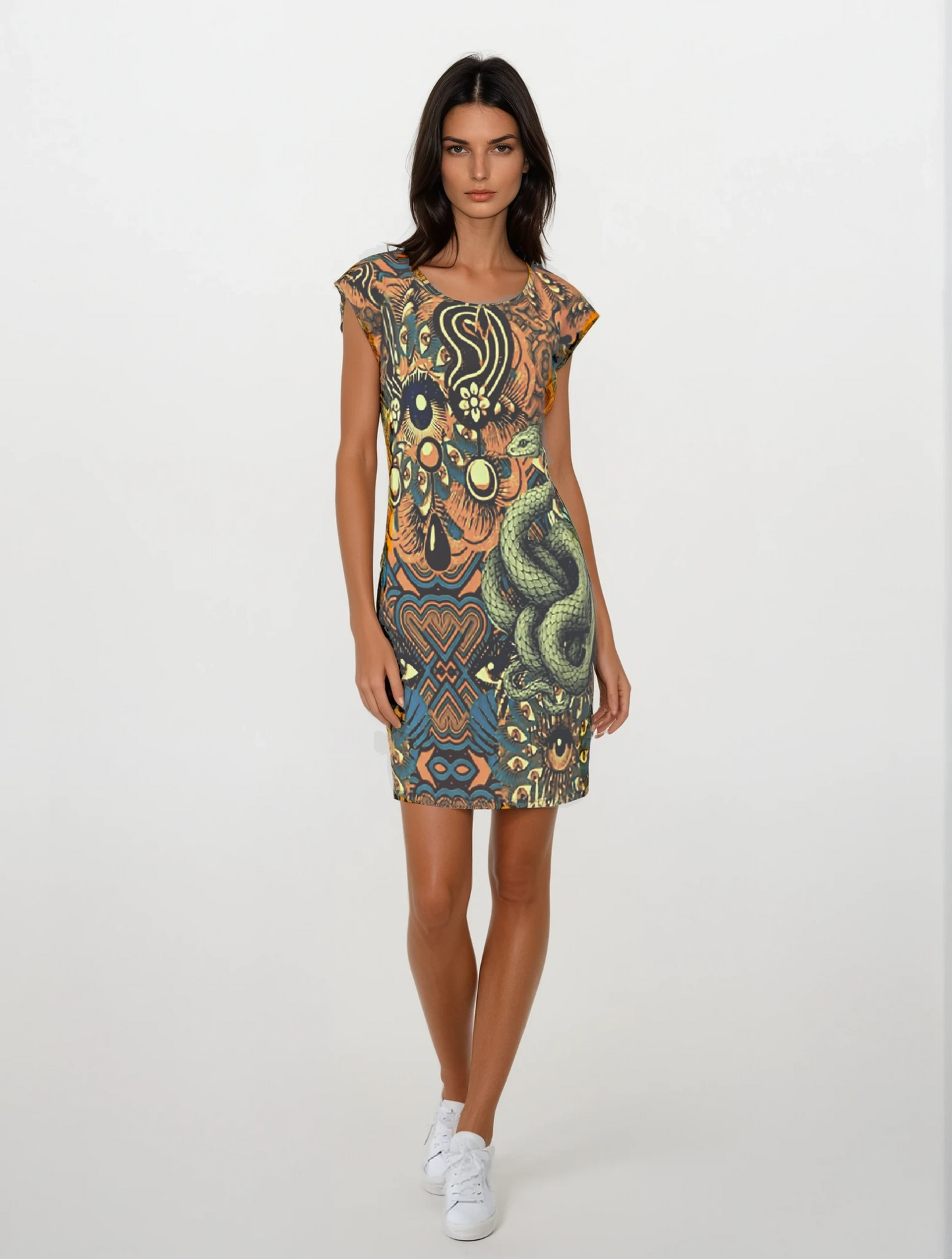 Tunic Tshirt Dress in Omniscient orange