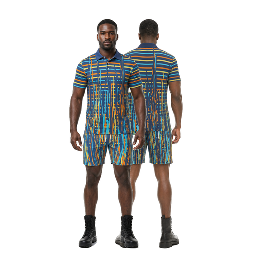 Polo Co-ord Set in Dripping Stripes Vivid