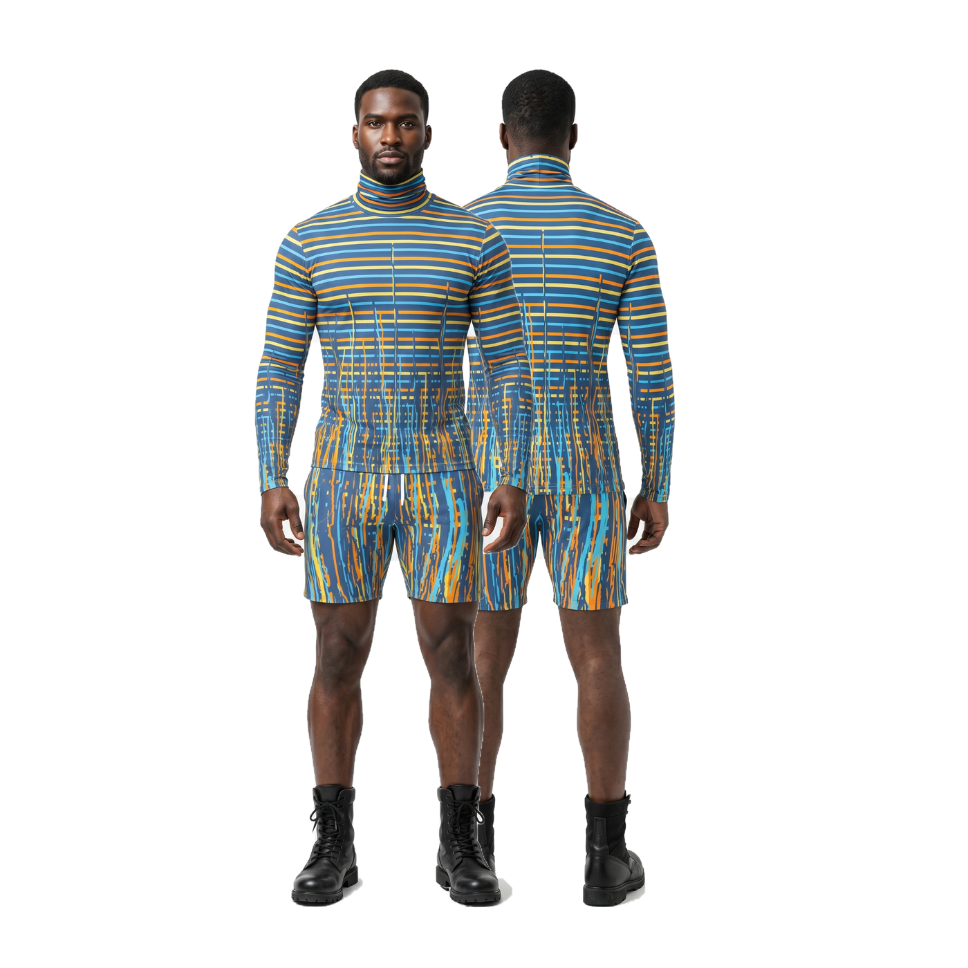 Roll Neck Co-ord Set in Dripping Stripes Vivid