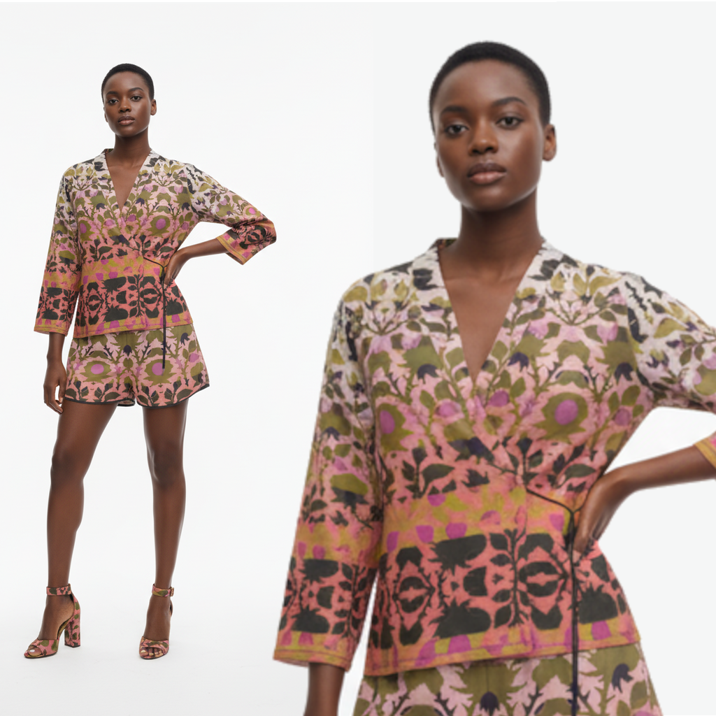 Wrap Blazer in Mash Golden Dawn