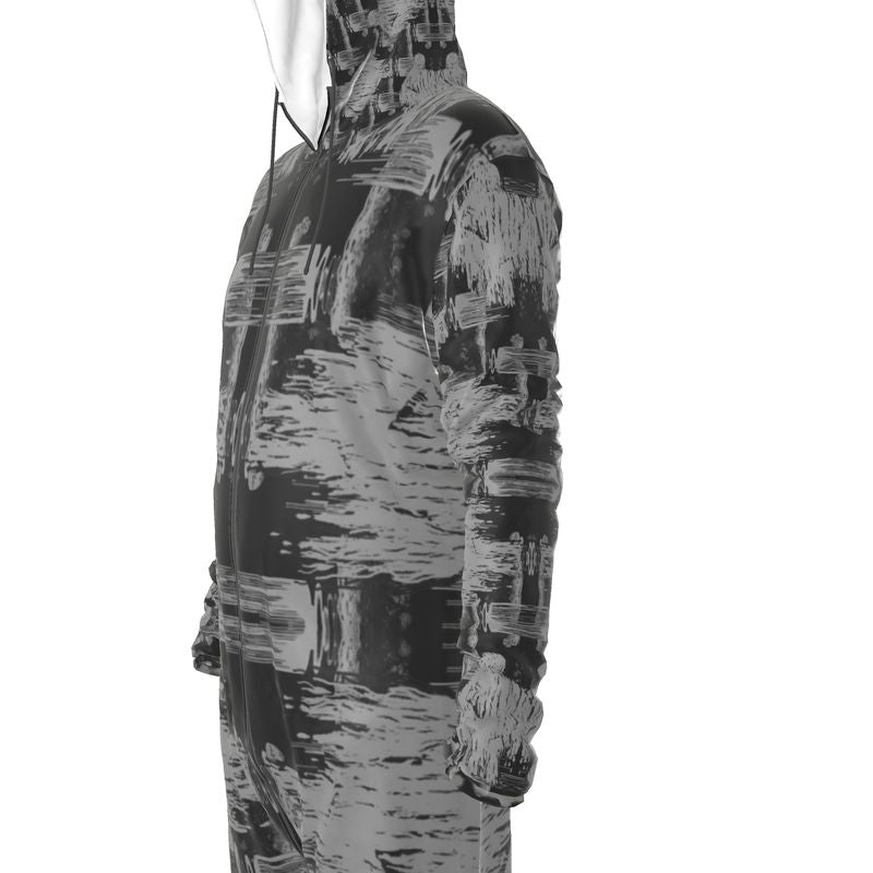 Boiler Suit in ikat drips grey