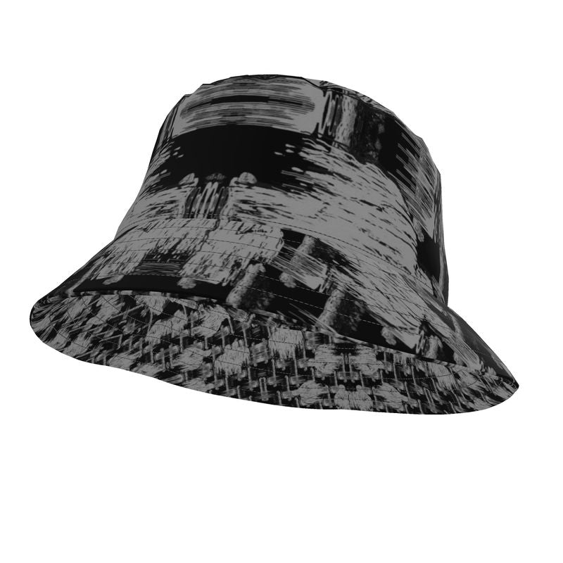 Bucket Hat in ikat drips grey