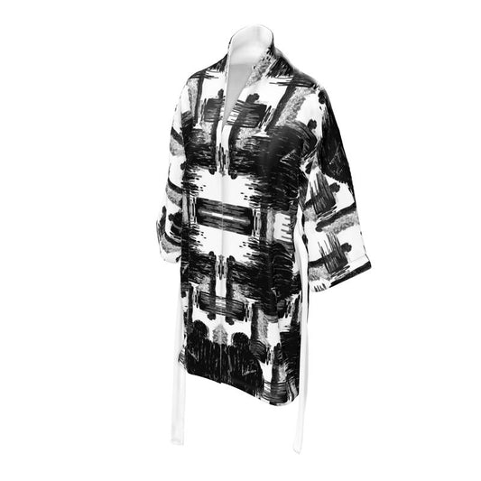 Kimono in ikat drips monochrome