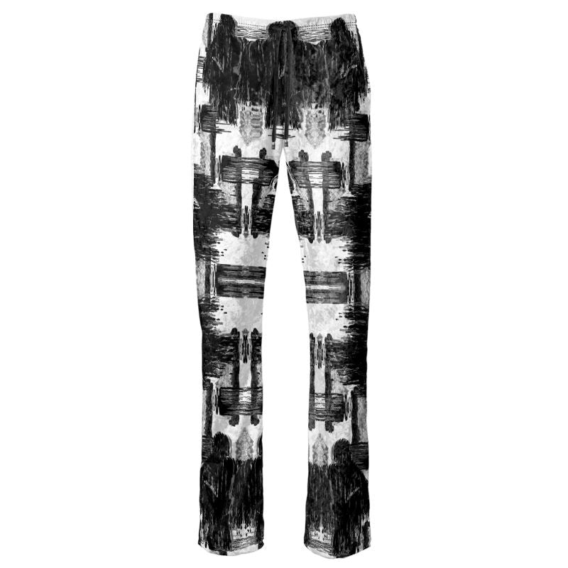 Womens Cut Trousers in ikat drips monochrome