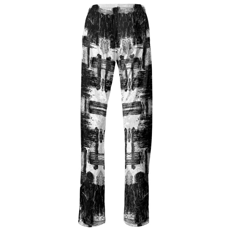 Womens Cut Trousers in ikat drips monochrome