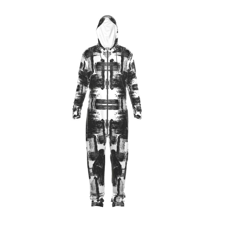 Boiler Suit in ikat drips monochroiome