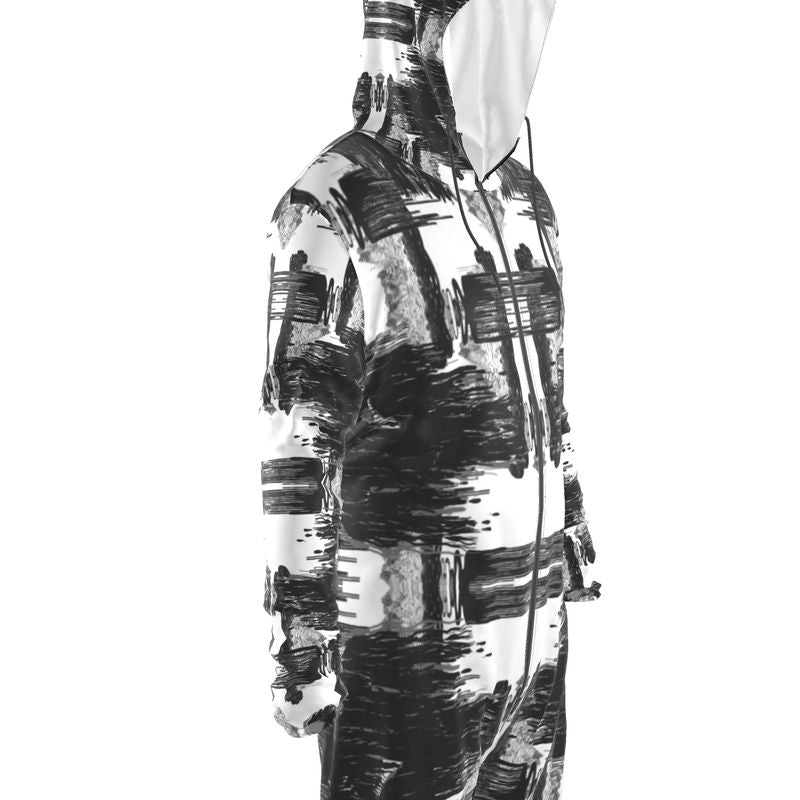 Boiler Suit in ikat drips monochroiome