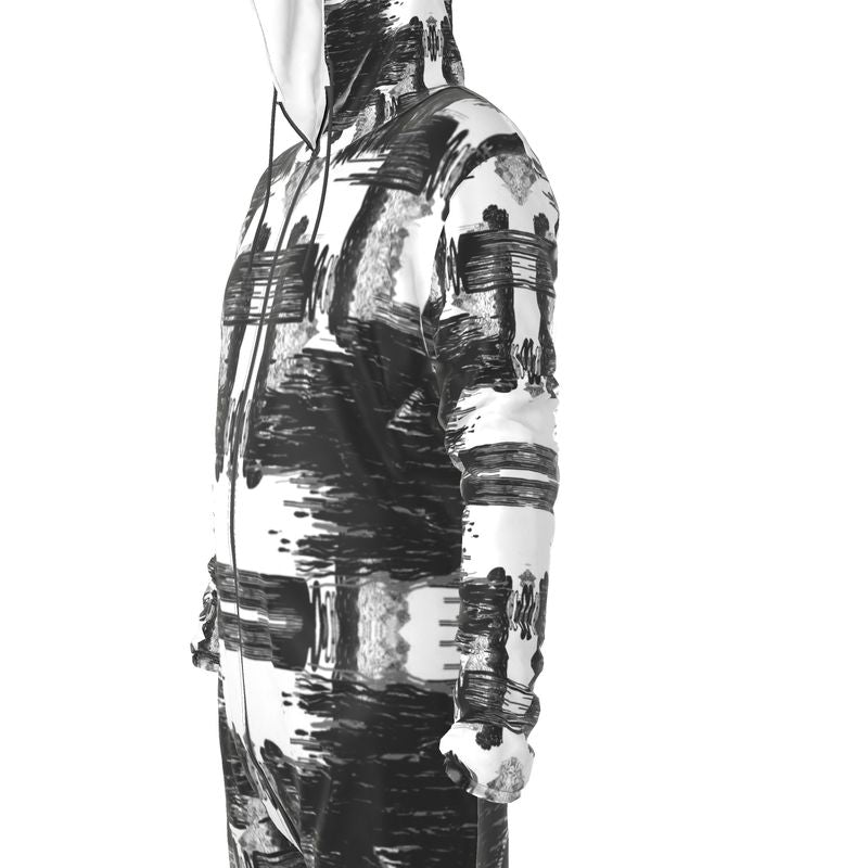 Boiler Suit in ikat drips monochroiome