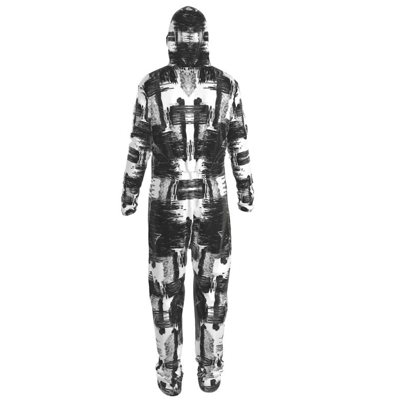 Boiler Suit in ikat drips monochroiome