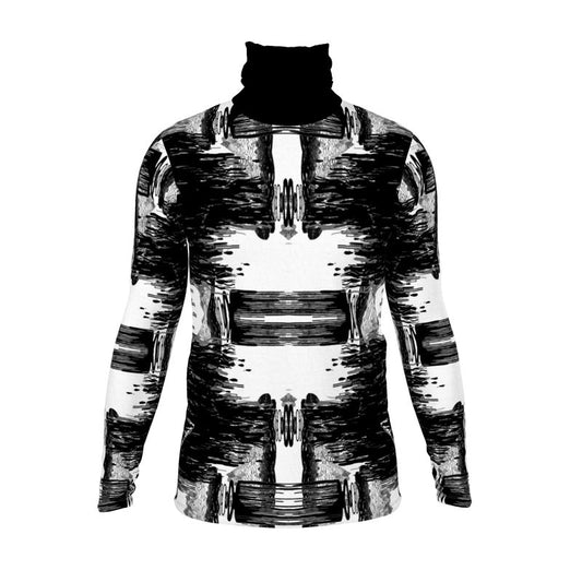 Slim Fit Roll Neck in ikat drip monochrome