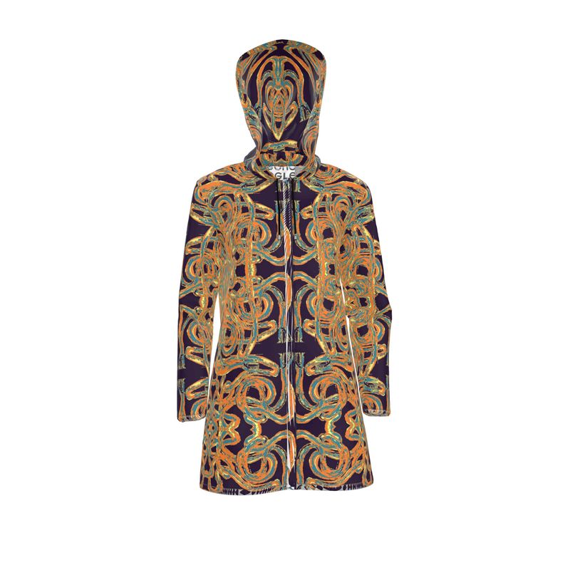 Womens Cut Hooded Rain Mac in electric colour 1