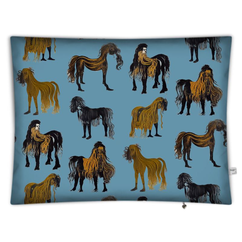 Floor cushions in hairy horse air force blu