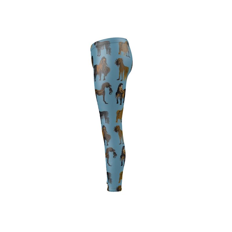 Unisex Leggings in hairy horses air force blu