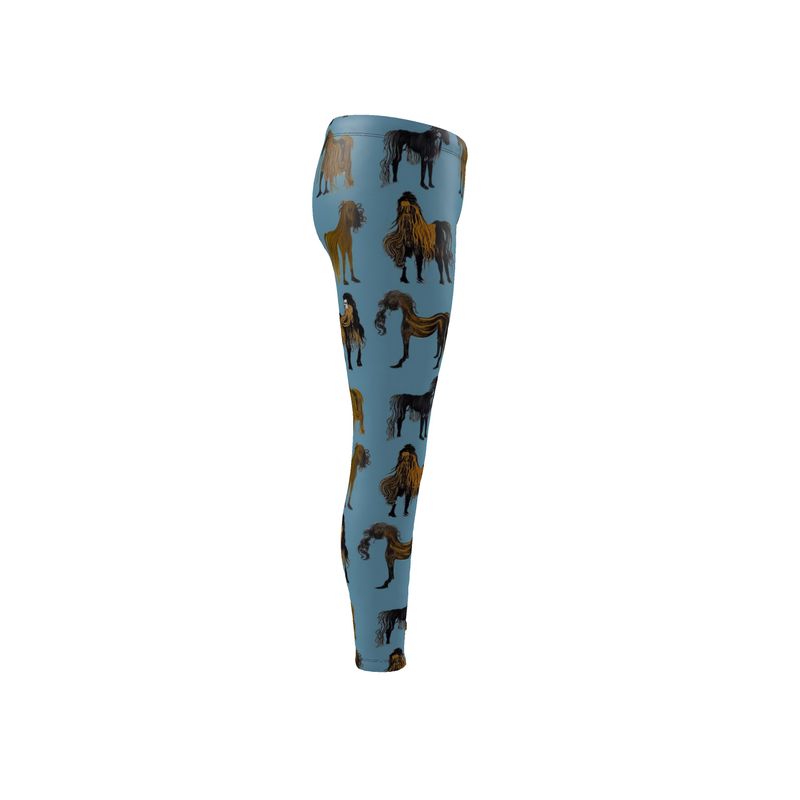 Unisex Leggings in hairy horses air force blu