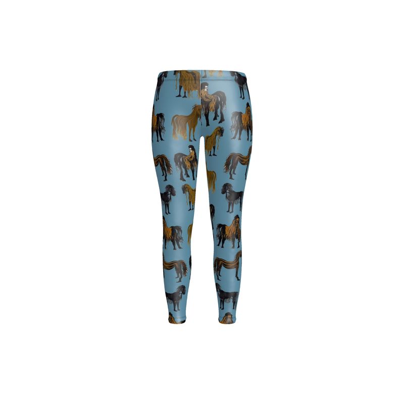 Unisex Leggings in hairy horses air force blu