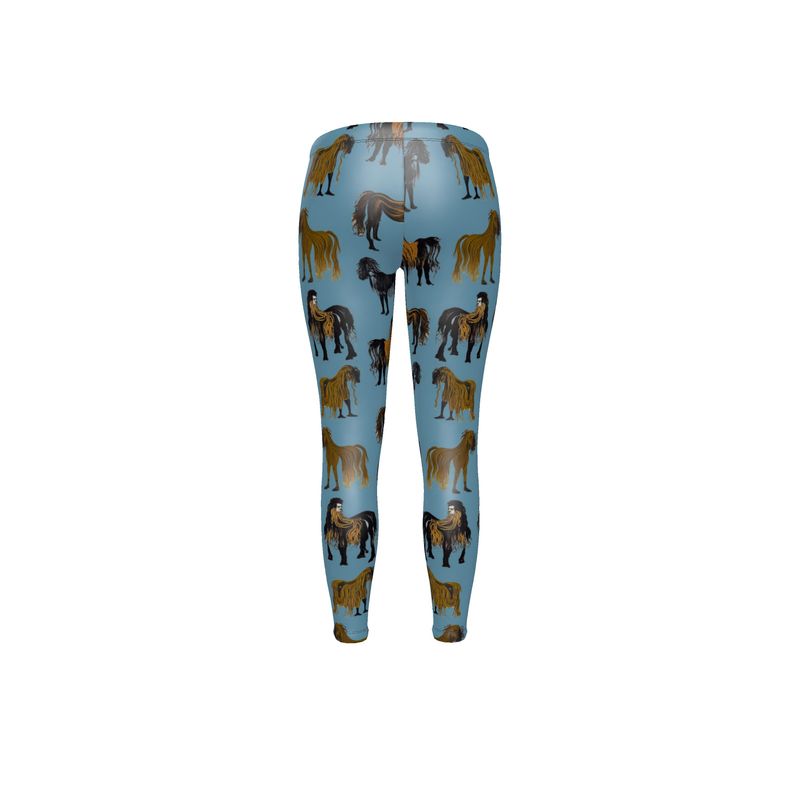 Unisex Leggings in hairy horses air force blu