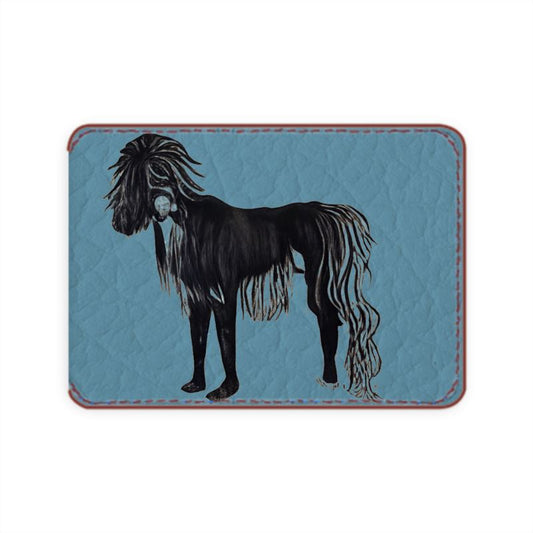 Leather Card Case in Hairy Horse Air Force Blu