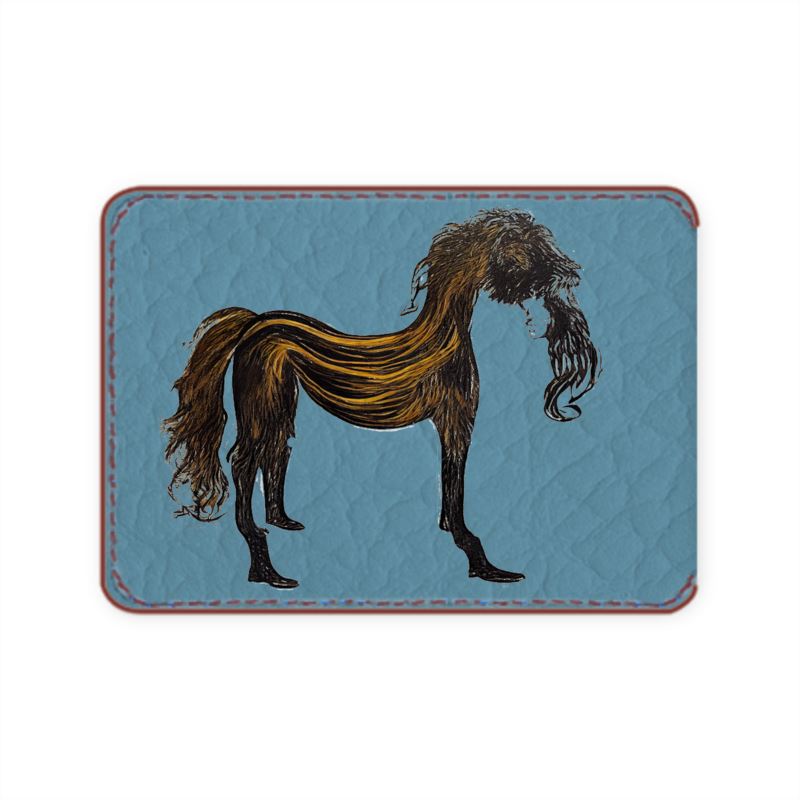 Leather Card Case in Hairy Horse Air Force Blu