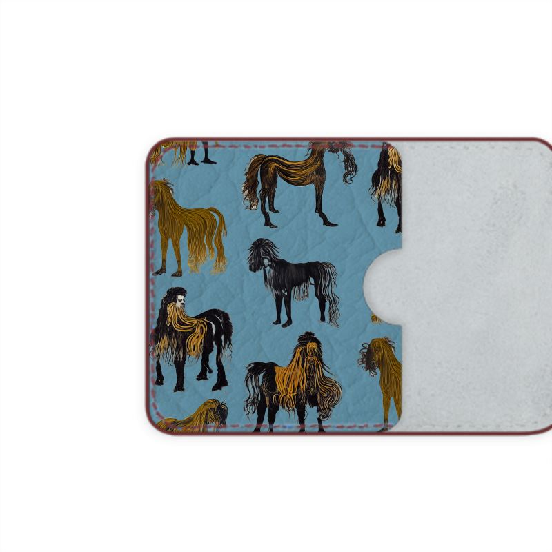 Leather Card Case in Hairy Horse Air Force Blu
