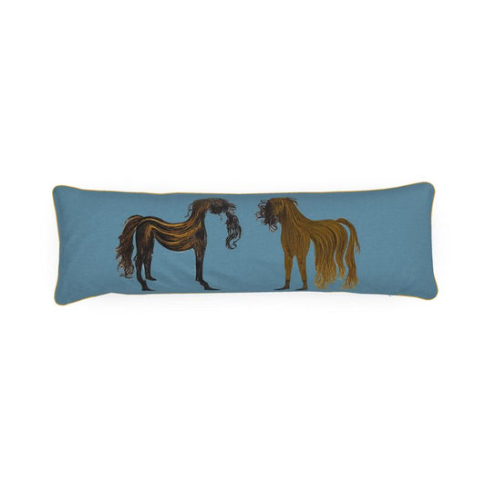 Bolster Cushion in hairy horses 2 air force blu